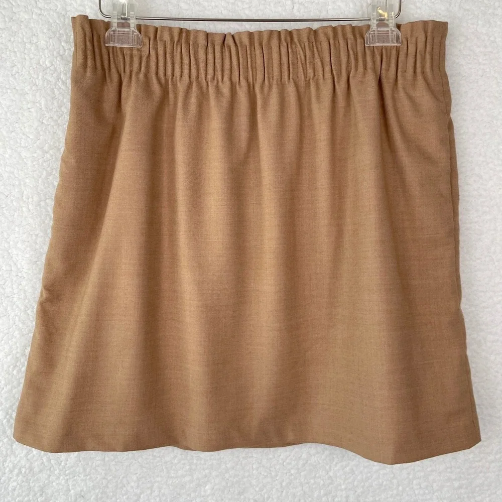 J.Crew‎ Camel Wool Blend Elastic Waist Mini Skirt with Pockets Size 12 95435